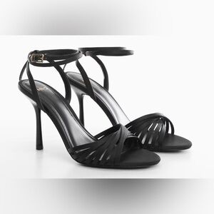 MANGO Black Strappy Heels (size 38)